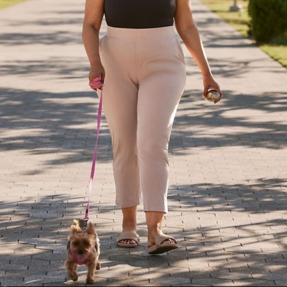 Athleta Brooklyn Ankle Pant light beige cream color sz 20 lightweight comfy plus